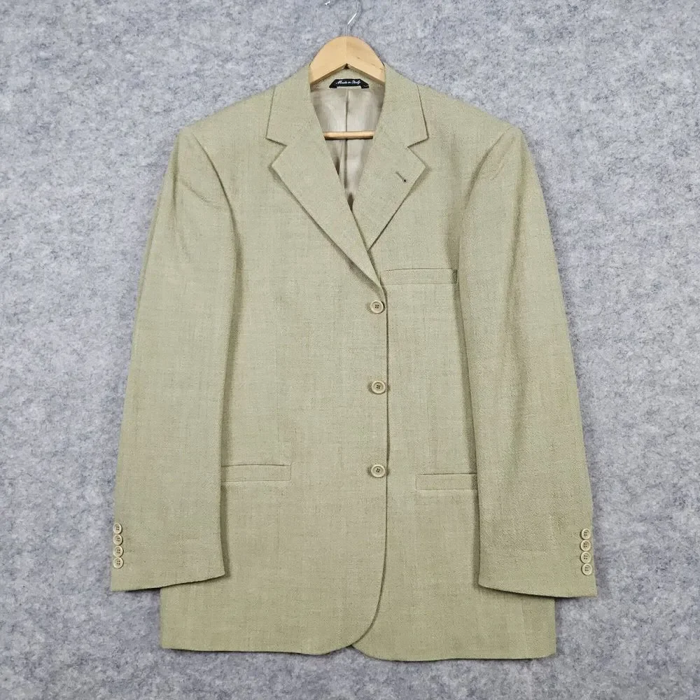 Zanetti Men's Blazer Yellow-Green Size 43R‎ Bozzalla & Lesna Super 100s Wool